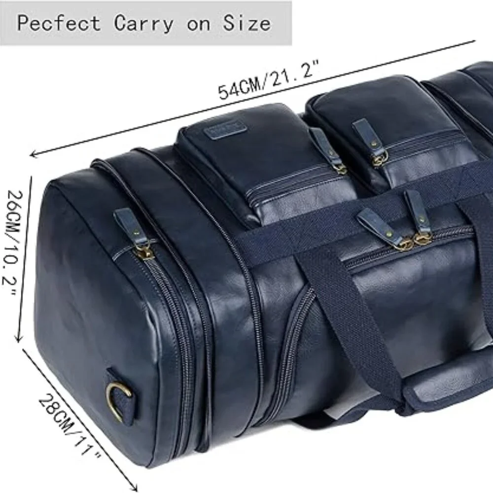Vegan Leather Duffel Bag Weekend Travel Bag, Sports Duffel bag
